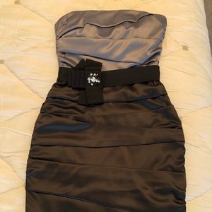 WHBM Satin Strapless Black/Grey Dress